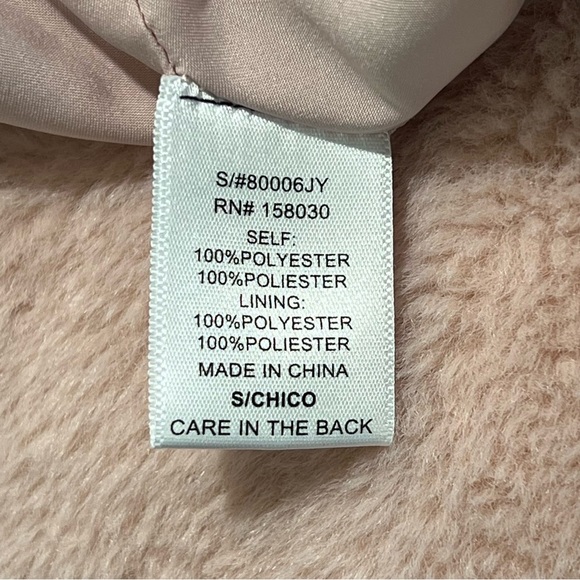 Fuzzy Teddy Bear Jacket Cropped Sherpa Coat Warm Winter Pink Size Small - Picture 6 of 7